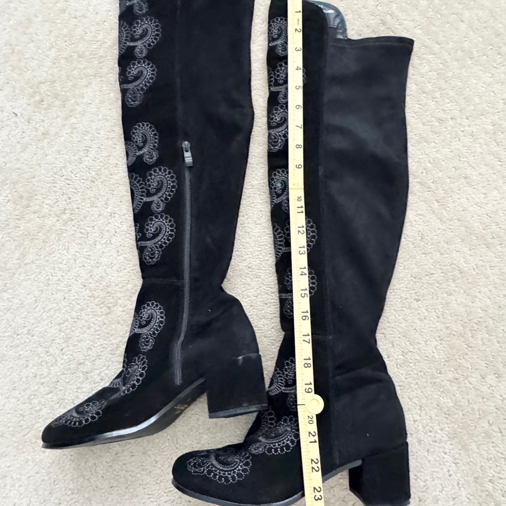 SBICCA CHENOA Black Over The Knee Boots Embroidery Leather Boots (Size 8) - Picture 5 of 12